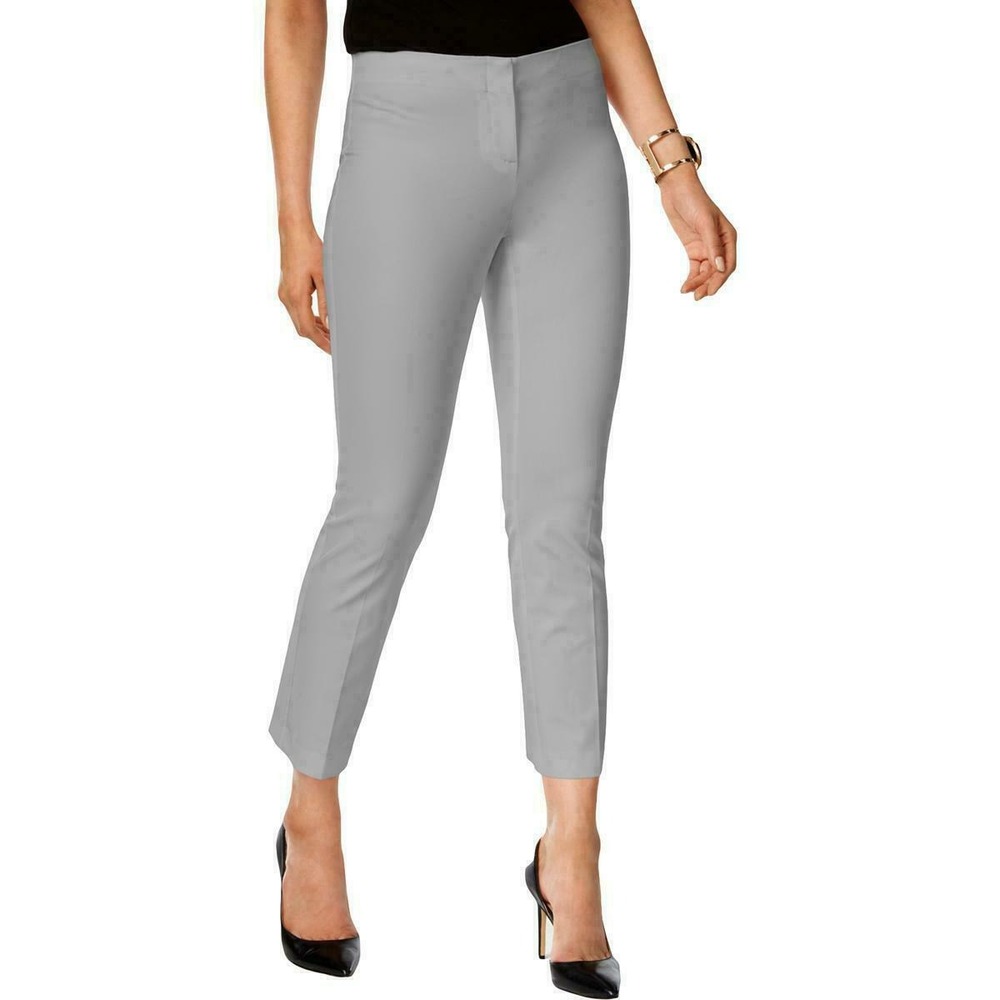 Alfani Light Gray Cropped Pull-On Stretch Pants